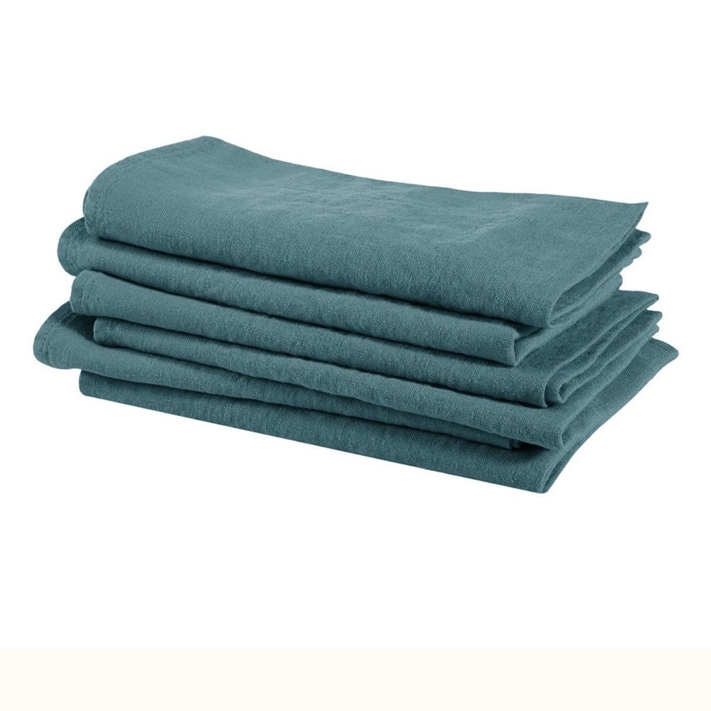 LINGE PARTICULIER TABLE NAPKINS 100% linen OCEAN BLUE 6 PCS made in France